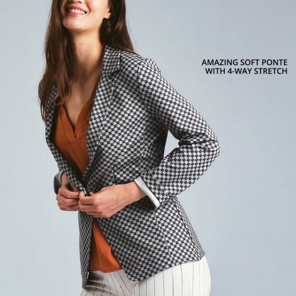 Betabrand Transcendent Blazer in Catstooth Size L NWOT